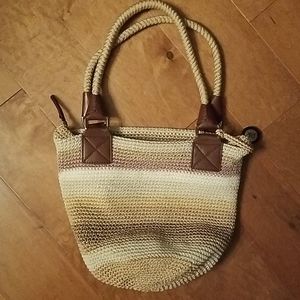 The Sak tan stripe crochet hobo
